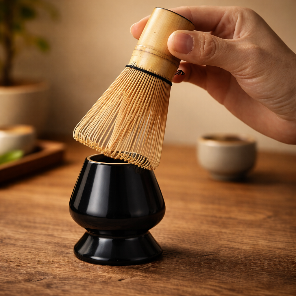 ערכה להכנת תה מאצ׳ה | וויסק, כפית ומעמד