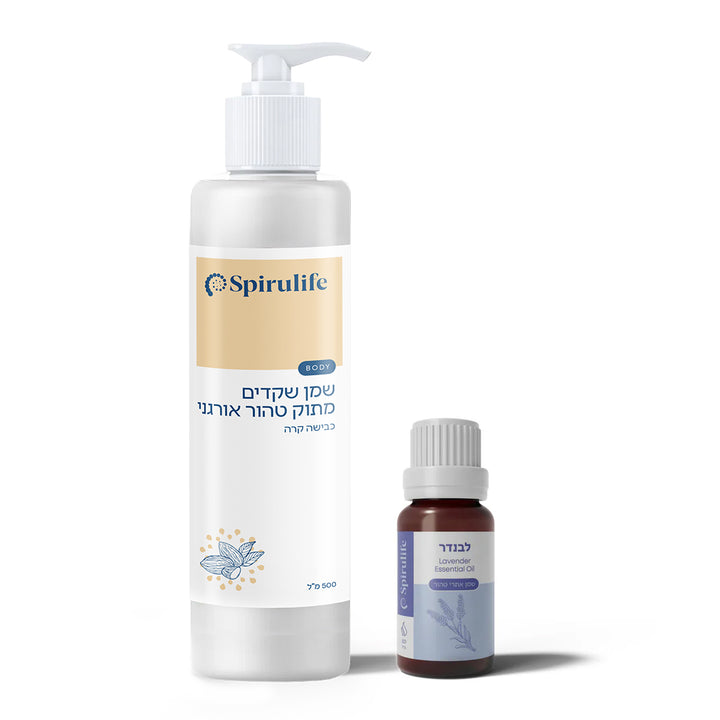 צמד שמנים | שמן טהור שקדים ושמן אתרי לבנדר