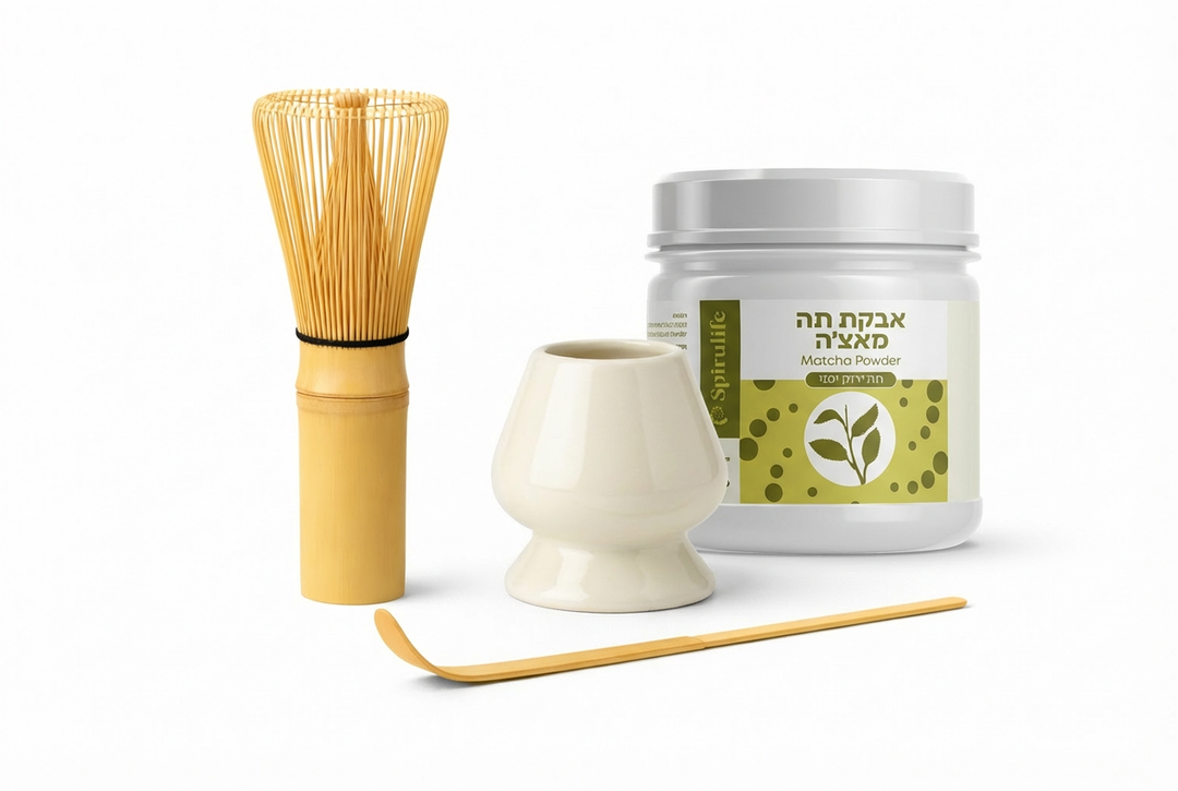 ערכה להכנת תה מאצ׳ה | וויסק, כפית ומעמד