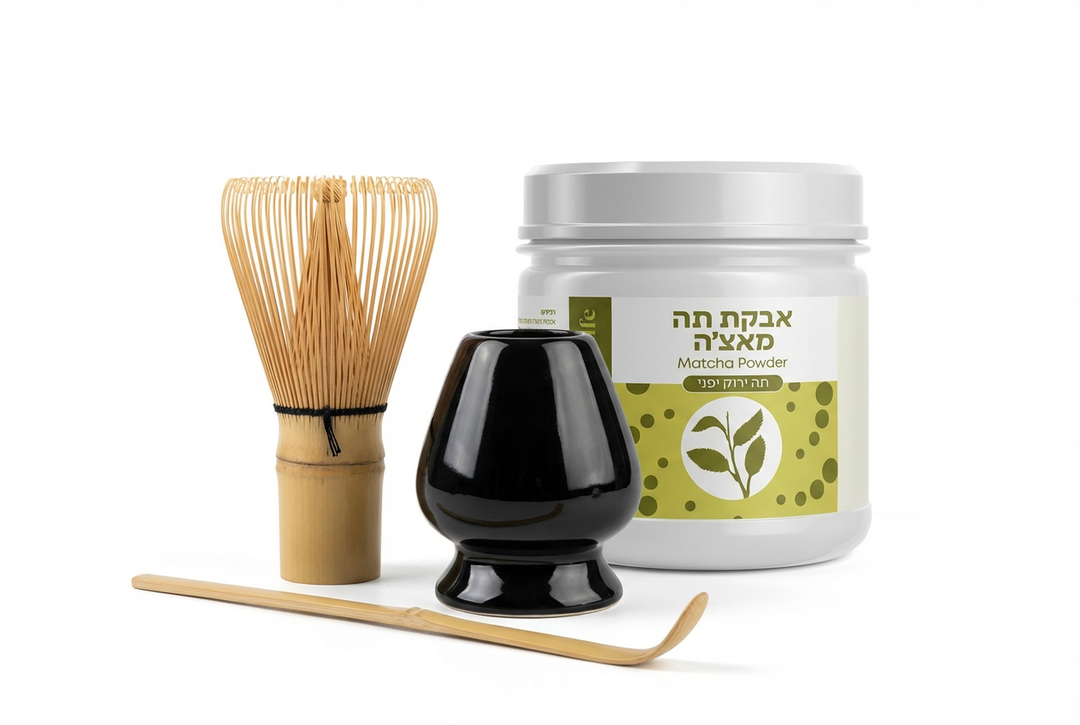 ערכה להכנת תה מאצ׳ה | וויסק, כפית ומעמד